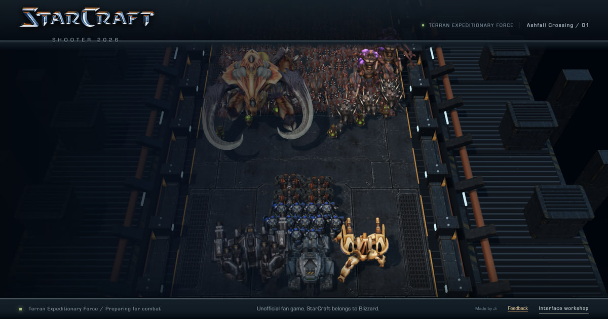 StarCraft: Ashfall, a Terran squad holding a bridge against a Zerg swarm